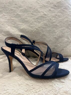 Nina Navy Mesh Strappy Heels